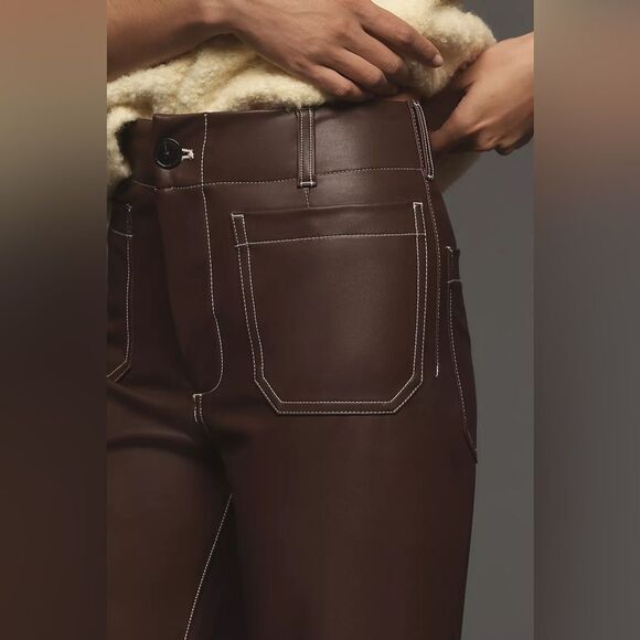 ❤️Chocolate Faux Leather Trousers / Sz. 30 - Picture 7 of 7